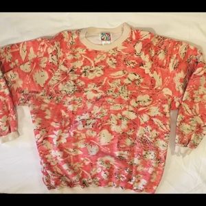 90s Vintage Jams World Pink Print Sweater Medium M